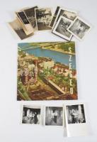 1967 Szeged városát bemutató füzet, hanglemez-melléklettel, lapszéli ázásnyomokkal + 15 db kerékpárosokat ábrázoló fotó, vegyes méretben és állapotban