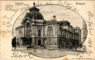 1903 Budapest XIII. Vígszínház. Divald Károly 409. sz. Art Nouveau + "BUDAPEST - ORSOVA 76. SZ. A" vasúti mozgóposta bélyegző (fl)