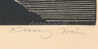 Klossy Irén (1943-): Kikötő (Baja?). Fametszet, papír. Jelzett Üvegezett fakeretben, 20×29,5 cm