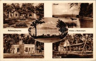 Balatonfenyves, Kaskovits villa, strand, Fürdőigazgatóság, kilátás a Badacsonyra, kápolna (EB)