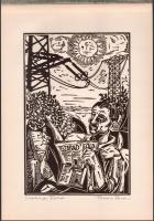 Bodri Ferenc (1943-2021): Szabad Föld. Linómetszet, papír, jelzett, 30x20 cm