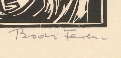 Bodri Ferenc (1943-2021): Szabad Föld. Linómetszet, papír, jelzett, 30x20 cm