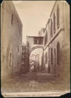 ca 1890 Félix Bonfils (1831-1885): Palesztina, Jeruzsálem, Aranykapu / Zsidók fala (Siratófal), kétoldalas fotó.Körülvágott 21x27 cm   ca 1890 Félix Bonfils (1831-1885):Palestine, Jerusalem Wall of the Jews / Golden gate double-sided photo. Gelatin silver enlargement photo on cardboard, inscribed cut around