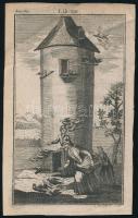 ca 1780 Két galamb. La Fontaine meséhez készült rézmetszetű illusztráció. 9x15 cm