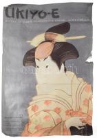 1971 Ukiyo-e, japán fametszetek római kiállításának plakátja, ofszet, papír, feltekerve, hajtásnyomokkal, ázásfoltokkal, lap széle sérült, 98x68 cm