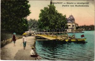 Budapest XIV. Városliget, csónakok. Schwarz J. kiadása (Rb)