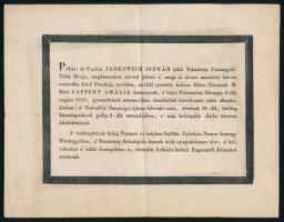 1828 Szőlősgyörök, báró Laffert Amália (1802-1828), pribéri és vuchini Jankovich István feleségének halotti értesítője, 17,5x22,5 cm
