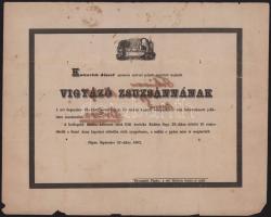 1862 Pápa, Vigyázó Zsuzsanna (1798-1862) halotti értesítője, lapszéli sérülésekkel, kissé foltos, 23x29 cm