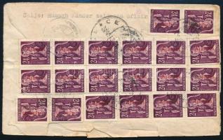 1946 (16. díjszabás) Levél Jugoszláviába 34 x Ajánlás + Csomag 10 kg bélyegekkel bérmentesítve