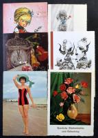 600-700 db modern külföldi üdvözlő képeslap cipős dobozban