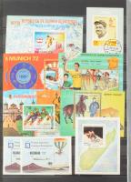 Főleg bélyegzett tengerentúli tétel sok blokkal, motívummal 10 db A/4 vagy nagyobb és 4 közepes bera...