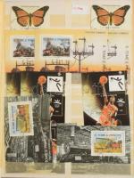 Főleg bélyegzett tengerentúli tétel sok blokkal, motívummal 10 db A/4 vagy nagyobb és 4 közepes bera...