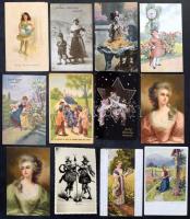 Több mint 1.000 db régi üdvözlő, motívum, művészeti lap, érdekes anyag!!