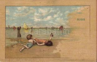 Summer with calendar on backside litho Basch Árpád