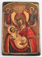 Galaktotrophousa - kézzel festett moszkvai ikon, cca 1970, 21x15 cm