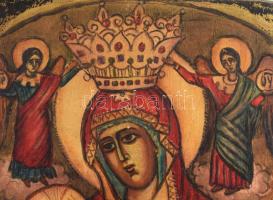 Galaktotrophousa - kézzel festett moszkvai ikon, cca 1970, 21x15 cm