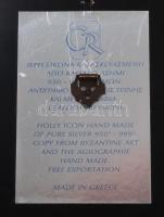 Mária a kisdeddel - kézzel festett görög ikon ezüst (Ag) lemez okláddal, jelzett, 27x22 cm