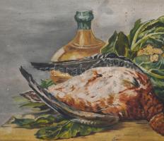 AForey jelzéssel, XX. sz. első fele: Csendélet vadkacsával. Olaj, vászon. Apró felületi sérülésekkel...