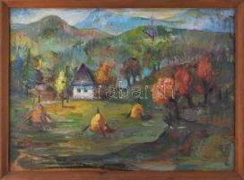 Makkai jelzéssel (M. Makkai Piroska?): Őszi táj. Olaj, farost. Fakeretben. 40,5x56,5 cm