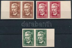1950 Petőfi Sándor (III.) sor ívszéli vágott párokban (16.000) (40f gyári gumihiba / gum disturbance)