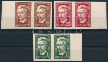 1950 Petőfi Sándor (III.) sor ívszéli vágott párokban (16.000) (40f gyári gumihiba / gum disturbance)