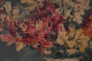 Olvashatatlan jelzéssel: Virágok. Olaj, vászon. Apró felületi sérülésekkel. Dekoratív, kissé sérült ...