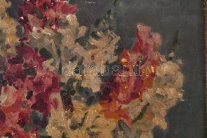 Olvashatatlan jelzéssel: Virágok. Olaj, vászon. Apró felületi sérülésekkel. Dekoratív, kissé sérült ...