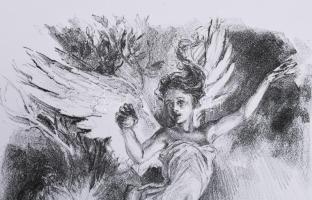 Dobesch Máté (1978-): Árgyélus és Tündérszép Ilona. Litográfia, papír, jelzett, 5/7 számozással. 40x...