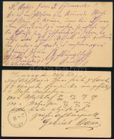 1875-1876 2 db díjjegyes levelezőlap: "HOMONNA" + "POZSONY / VÁROS"