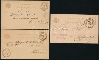 1884-1892 3 db levelezőlap: "FEHÉRTEMPLOM", "BÉKÉS-CSABA", "SZOMBATHELY P.UDV."