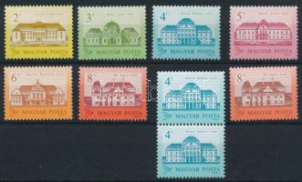 1986 Kastélyok (I.) sor 12 : 11 1/4 fogazással fényes-matt papíron + 4Ft függőleges pár és 8Ft matt-fényes papíron (6.900)