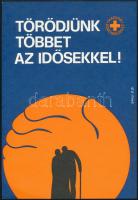 Gönczi Béla (1934-): Törődjünk többet az idősekkel, Magyar Vöröskereszt, 1981. Plakát, papír. Jelzett a plakáton. Kossuth Nyomda. 24,5x17 cm.