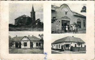 1944 Újszász, Községháza, templom, Hangya fogyasztási szövetkezet üzlete és saját kiadása (EB)
