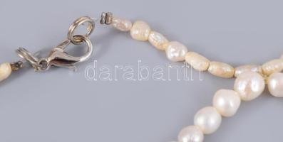 Tenyésztett gyöngy nyaklánc + karkötő, h: 43 cm
