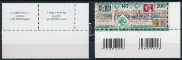 2022 Bélyegnap 145Ft 2 db sor vonalkódos párokban, az egyik mindkét bélyegén "A Magyar Posta Zrt. köszönti a MABÉOSZ tagjait!" hátoldali felirat