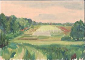 Gönczi Béla (1934-): Szatta (Vas megye), 1978. Akvarell, papír. Jelzett. 29x41 cm.