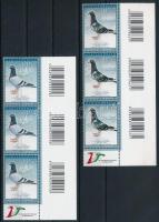2015 Magyarország állatvilága IX. - Postagalamb olimpia II. sor vonalkódos hármascsíkokban, ívszéli logóval