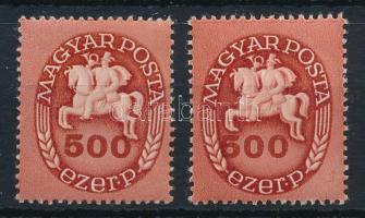 1946 Lovasfutár 500ezerP eltolódott értékszámmal + támpéldány