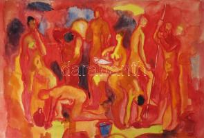 Jelzés nélkül: Női és férfi aktok. Akvarell, papír, 40×59 cm