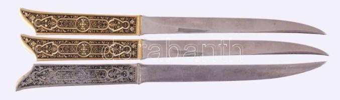 3 darab iparművész fém levélbontó, h: 23 cm