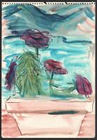 Beck Judit (1909-1995): Virágok. Akvarell, papír. Jelzés nélkül. 29,5x20,5 cm