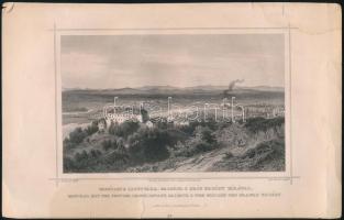 cca 1850 Ludwig Rohbock (1820-1883) - A. Fesca: Vágvölgye Lipótvára,- Galgócz-s gróf Erdödy várával. Acélmetszet, papír, lapszéli sérülésekkel, foltokkal, 15x24 cm