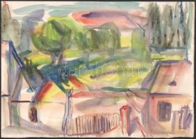Beck Judit (1909-1995): Utcarészlet. Akvarell, papír. Jelzés nélkül. 21,5x30,5 cm