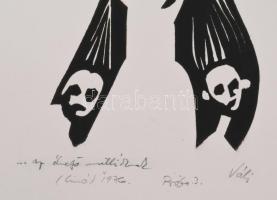 Váli Zoltán (1910-1994): ...az éhező millióknak, 1976. Linómetszet, papír, jelzett. Próbanyomat prób...