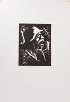 Váli Zoltán (1910-1994): Memento!, 1970-as évek (militária témájú grafika). Linómetszet, papír, jelz...