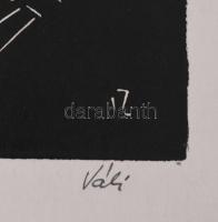 Váli Zoltán (1910-1994): Életveszély!, 1976 (militária témájú grafika horogkereszt motívummal). Linó...