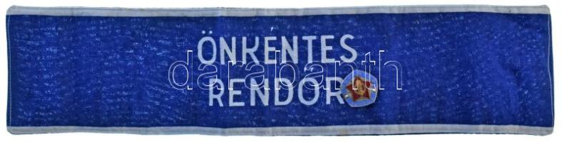 1960-1970 k. "Önkéntes Rendőr" rátétes, ezüstözött, zománcos állományi jelvény (30x30mm) + "Önkéntes Rendőr" karszalag T:AU,XF