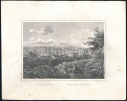 Ludwig Rohbock (1820-1883) - Johann Poppel (1807-1882): Eger délről (Erlau, Mittagsseite). Acélmetszet, papír, kissé foltos, törésnyommal, 19,5x24,5 cm