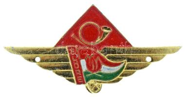 1970 k. "Úttörő Postás" felvarrható, festett Al (sapka)jelvény (29x58mm) T:XF