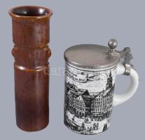 Vegyes sokdarabos porcelán és kerámia tétel, közte Zsolnay, alt wien, stb